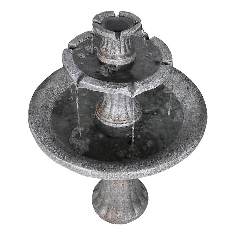 2-Tier Freestanding Waterfall Fountain for Outdoor Garden Decor