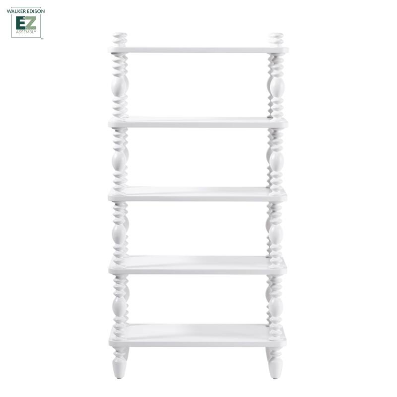 Walker Edison Easy Assembly Solid Wood Short Bookshelf with Wood-Turning Details