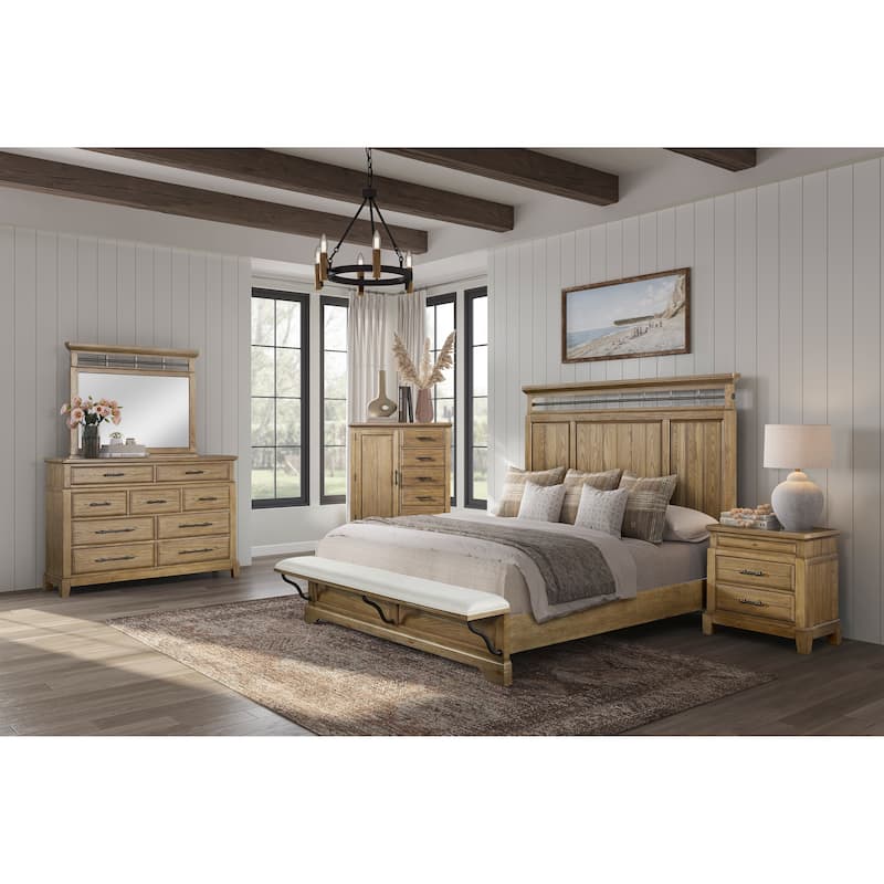 2 Drawer Nightstand w/ Tray - Caramel Finish