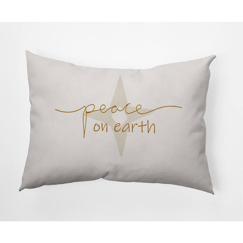 Peace on Earth Christmas Soft Spun Polyester Decorative Throw Pillow - Specialty - Gold