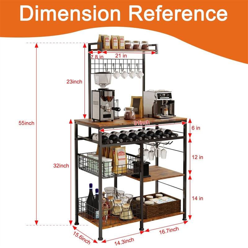 31" Sideboard Buffet Cabinet - 15.6"D x 31"W x 55"H