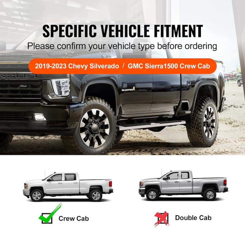 Running Boards, 6" Step Bars Compatible with 2019-2023 Chevy Silverado/GMC Sierra 1500/2020-2024 Silverado/Sierra 2500