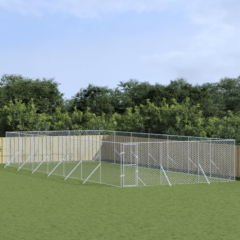 vidaXL Outdoor Dog Kennel Silver Multi-Size Galvanized Steel
