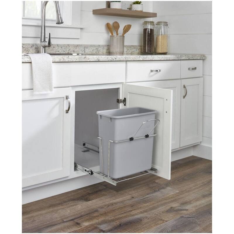 Rev-A-Shelf Universal Waste Pullout with Single Gray 20 qt. Container