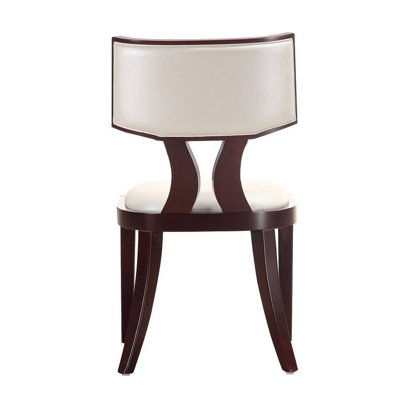 Pulitzer Pearl White and Walnut Faux Leather Dining Chair (Set of Two)