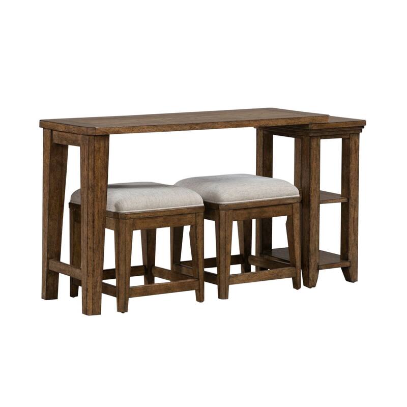 Liberty Furniture Carolina Park Console Table, Optional 2 Upholstered Stools