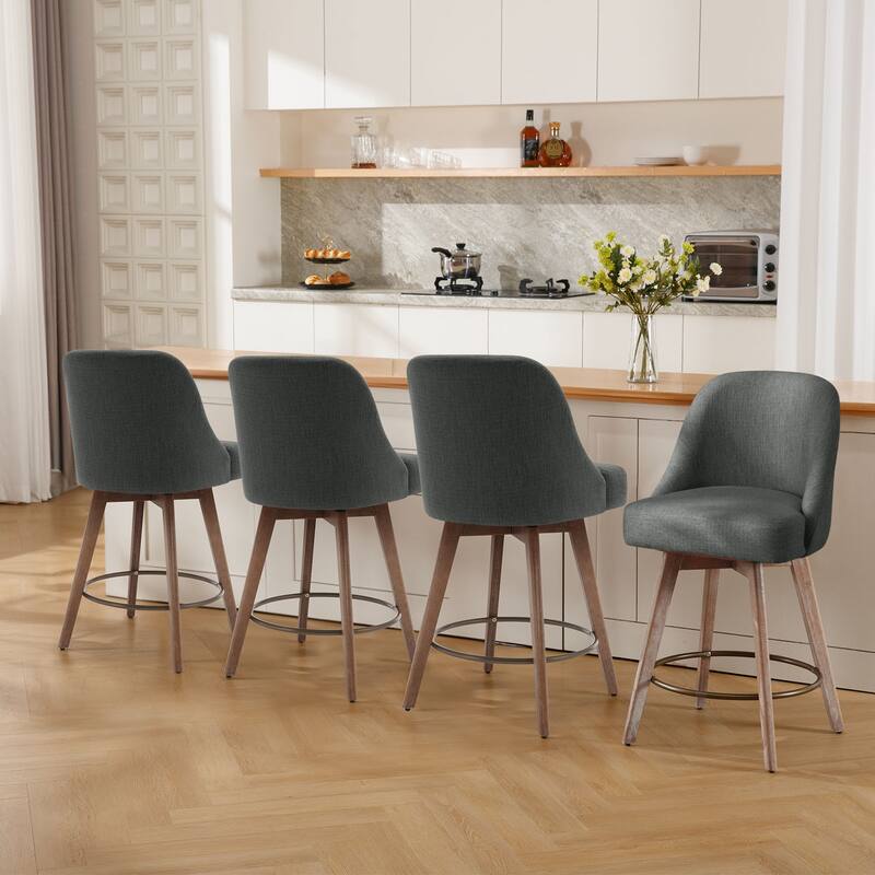 26" Counter Height Swivel Bar Stool, Upholstered Counter Stools - 39.37" (H) x 22.44" (D) x 21.65" (W)