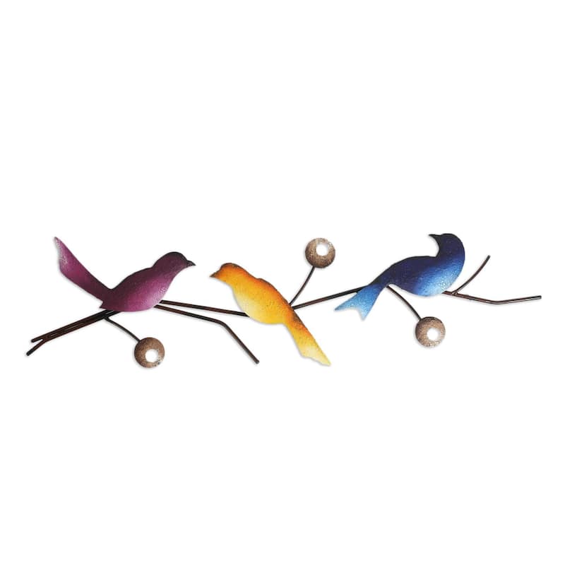 NOVICA Handmade Singing Trio Steel Wall Sculpture (Mexico)