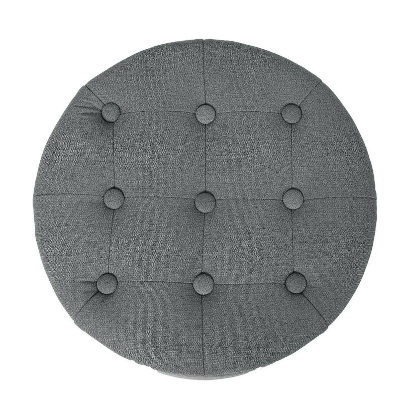 Adeco Round Footstool with Removable Lid Footrest Storage Ottomans