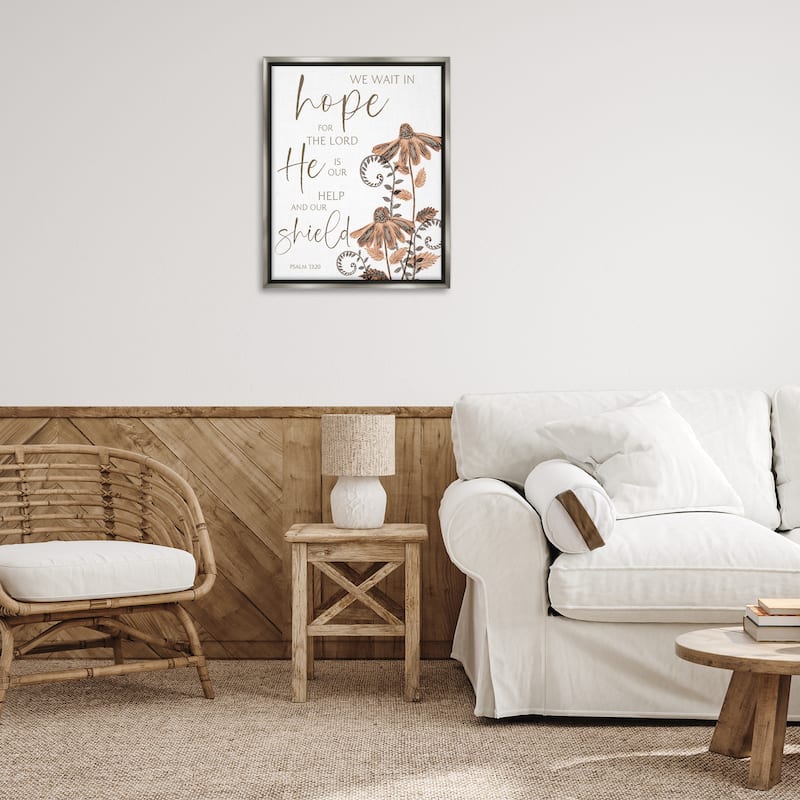 Stupell He Is Our Help & Shield Framed Floater Canvas Wall Art Design By Annie LaPoint