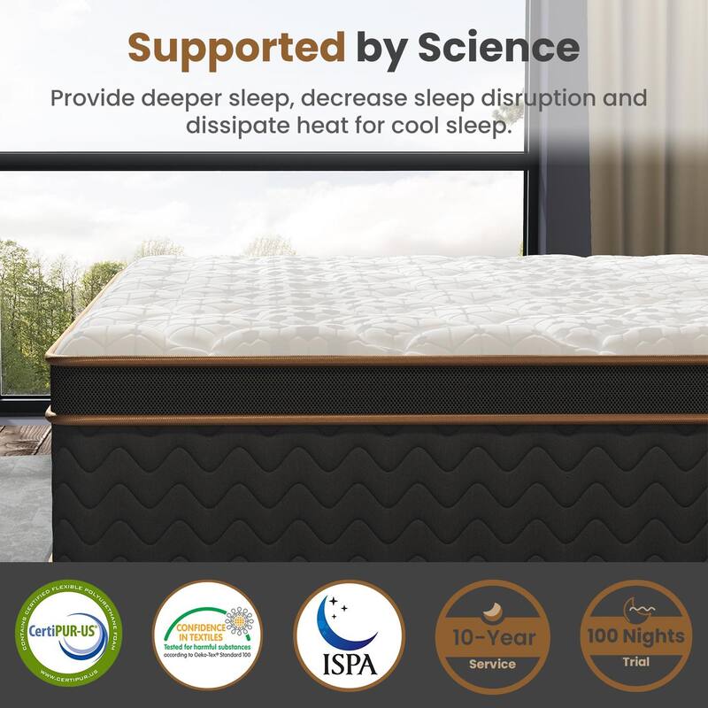 10" King Plush Mattresses with Encased Coils&Gel Memory Foam,Fiberglass-Free,Motion Isolation-Edge Support,Mattress in a Box