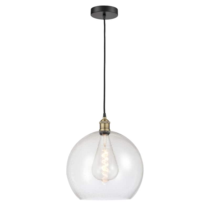 Innovations Lighting Athens - 1 Light 14" Cord Hung Pendant - Black Antique Brass/Seedy