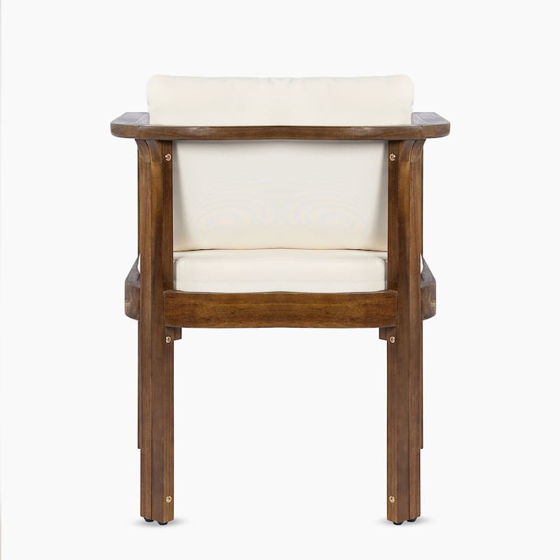 Christopher Knight Home - 5-Piece Outdoor Acacia Wood Dining Set with Curved Arm Chairs & Slat Round Table