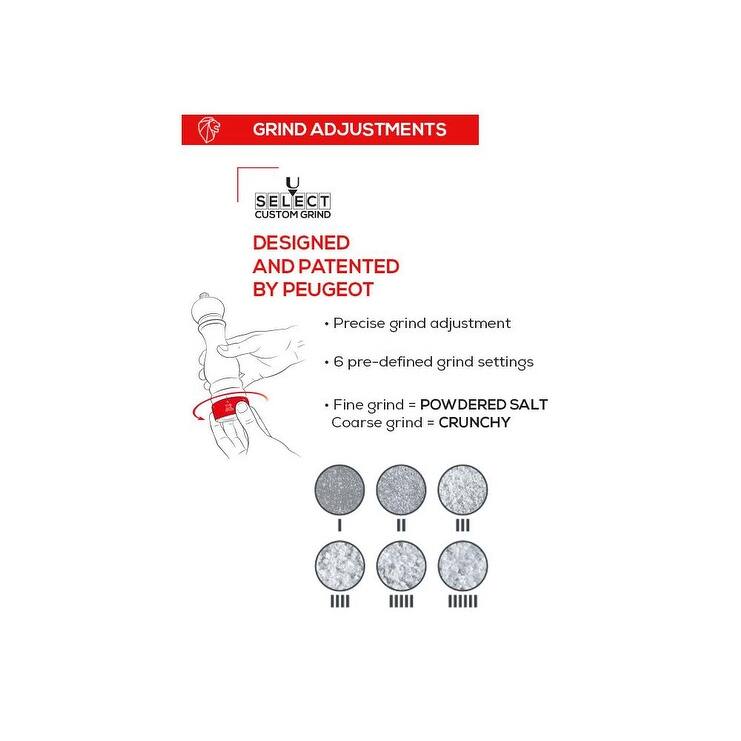 Peugeot Paris u'Select Zirlion Salt Mill, White Lacquer, 9 inch, Adjustable Grind