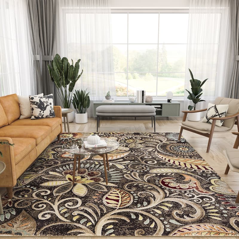 Caprice Mid-Century Modern Floral Indoor Area Rug - 5'3'' x 7'3'' - Brown