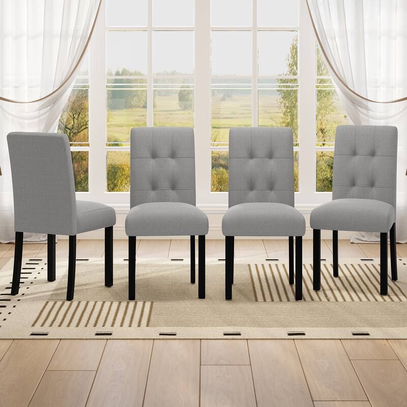 Modern Accent Chair Gray Recaption Chair Set of 4 Armless Chair Kitchen Chair Dining Chair with Wood Legs