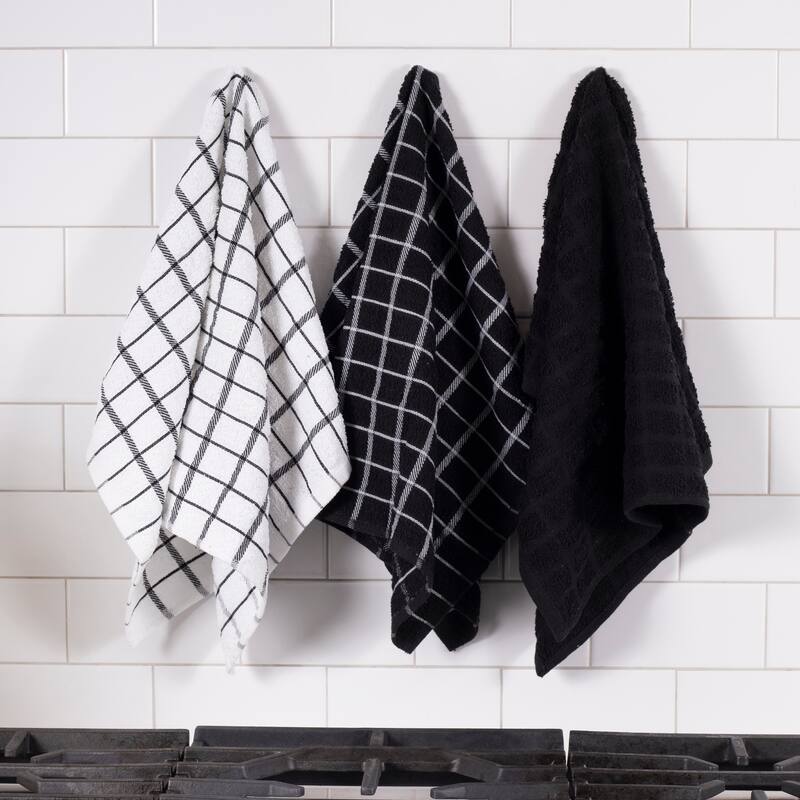 Ritz 3-Pack Terry Check Kitchen Towel and 6-Pack Terry Check Dish Cloth Set