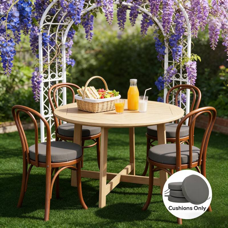 GDFStudio - Round Outdoor Bistro Chair Cushions with Foam Padding ( Set of 4 )