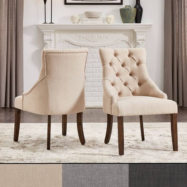 Kimpton Linen Curved Back Tufted Dining Chair Set Of 2 By Inspire Q Artisan On Sale Overstock 30865605