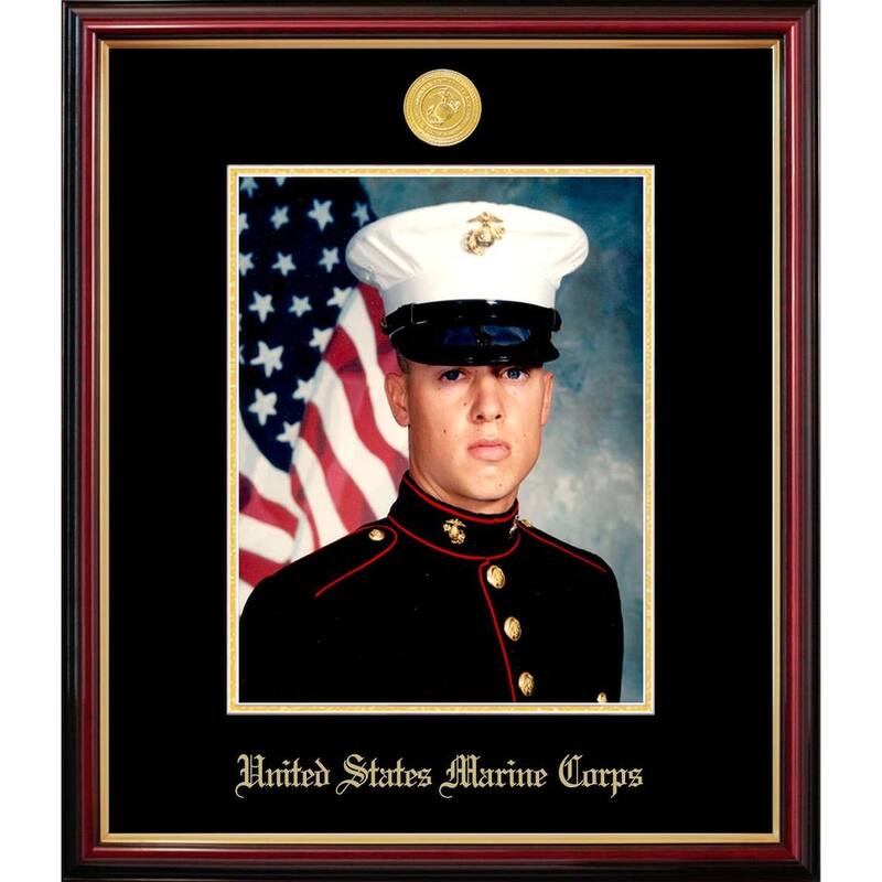 Patriot Frames Marine 8x10 Portrait Petite Frame with Gold Medallion