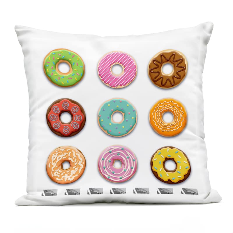 Stupell Delicious Various Donuts Printed Outdoor Throw Pillow Design by Marcus Prime - Accent - Polyester - Multi-Color - Single