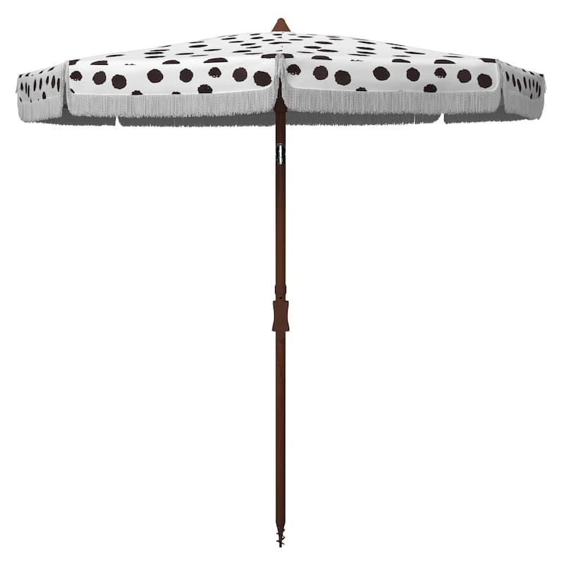 SAFAVIEH Outdoor Kinsley 6.5-Foot Tilt Umbrella - White/Black Polka Dot
