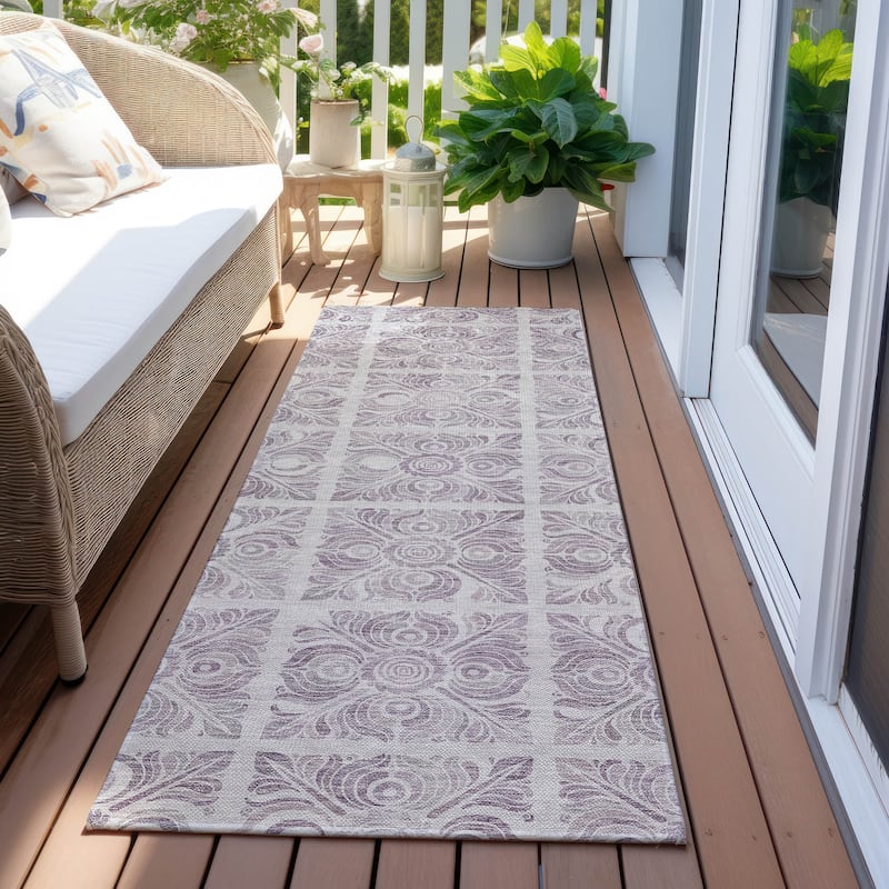 Machine Washable Indoor/ Outdoor Chantille Mosaic Rug - Lavender - 2'3" x 7'6"
