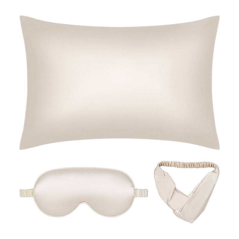 Breathable Pillow Case with Envelope Pillowcases w Eye Mask, Hair Band