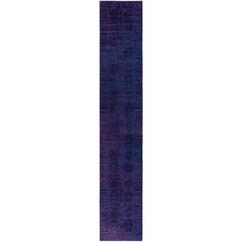 Overdyed One-of-a-Kind Hand-Knotted Area Rug - Purple - 2' 7" x 14' 8"