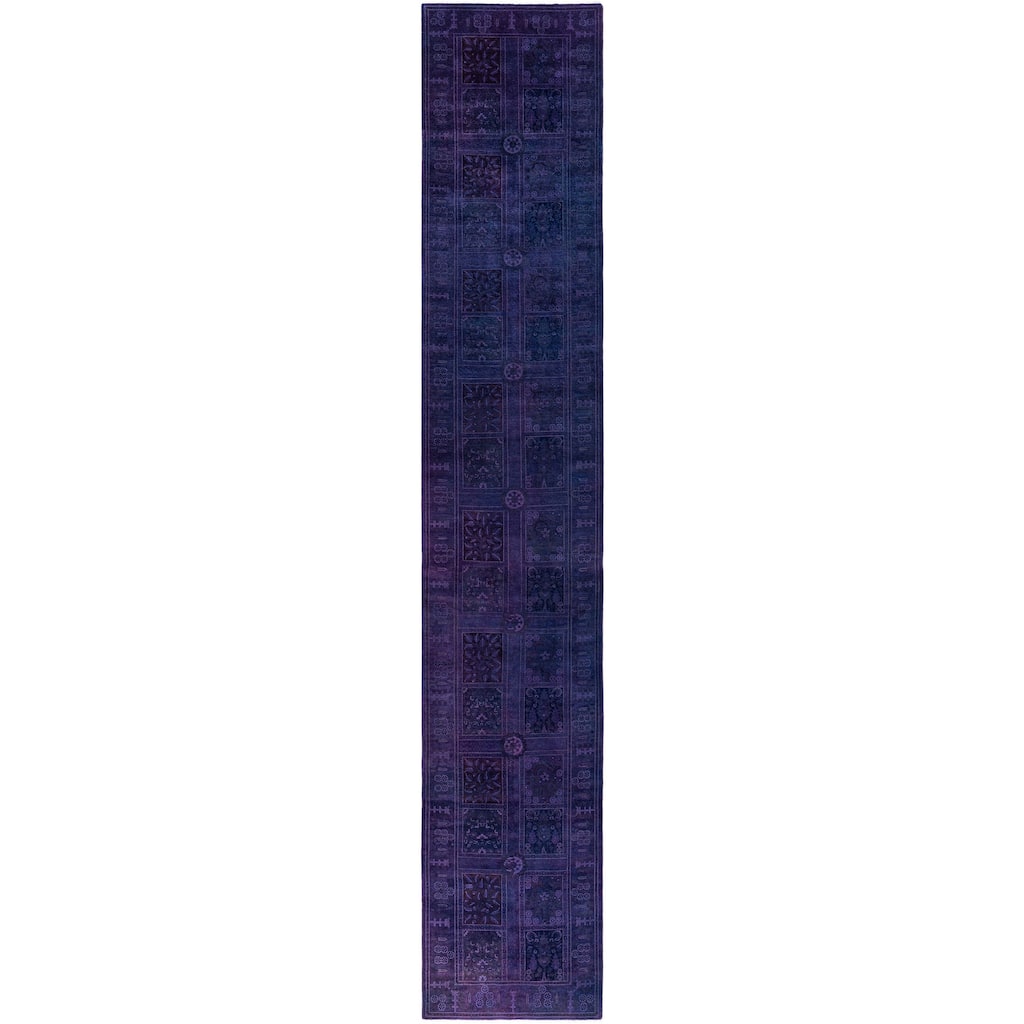 Overdyed One-of-a-Kind Hand-Knotted Area Rug - Purple - 2' 7" x 14' 8"