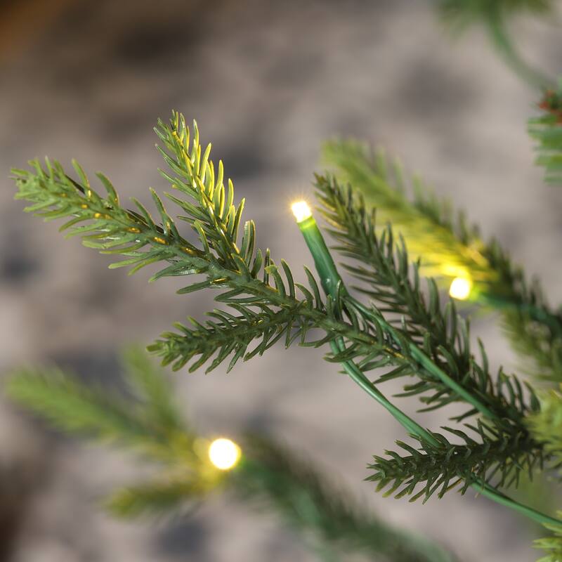 Glitzhome 7.5ft/9ft Pre-Lit Green Upward Slim Fir Artificial Christmas Tree with Foot Pedal Remote Control