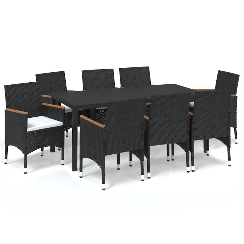 vidaXL Patio Dining Set with Cushions Poly Rattan