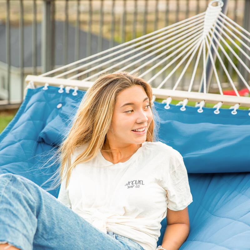 Outdoor Portable Double Hammock with Stand&Pillow Max 475 lbs Capacity