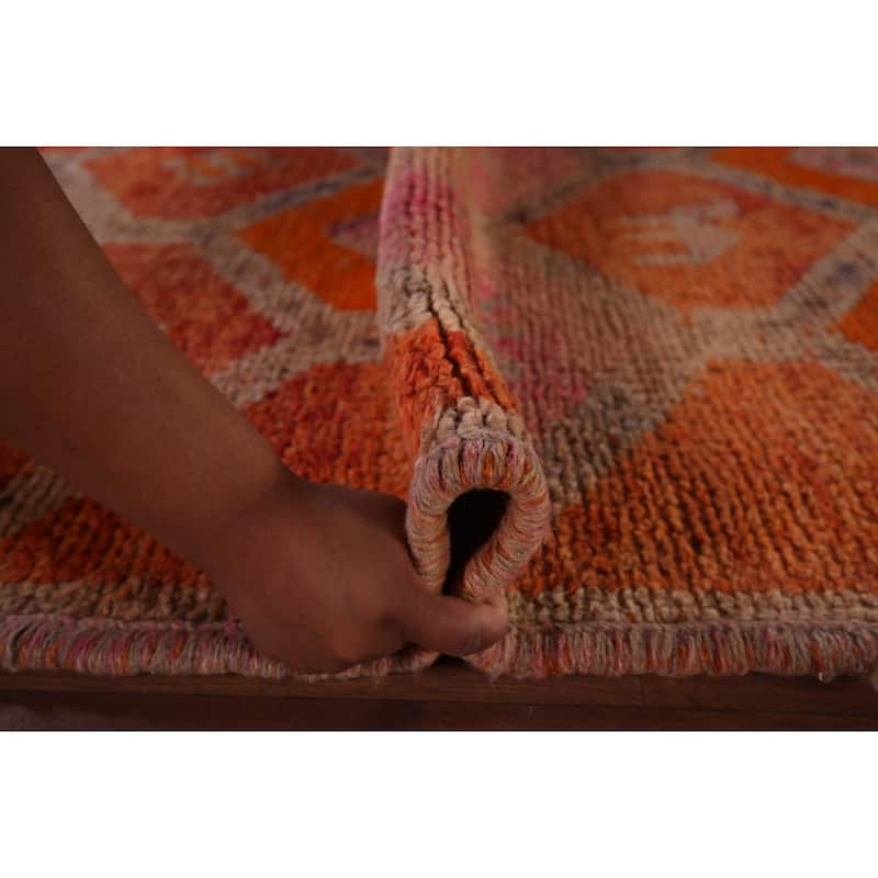 Transitional Oushak Vintage Runner Rug Handmade Turkish Wool Carpet - 3'4"x 10'5"