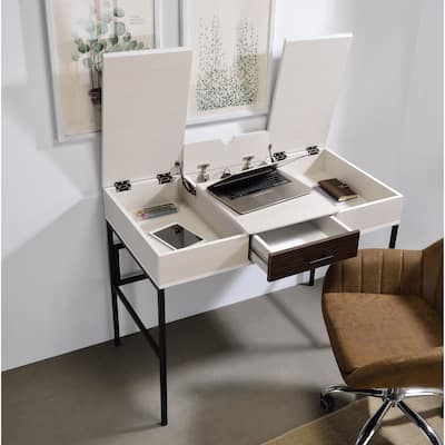 Verster Natural & Black Finish Writing Desk W/USB