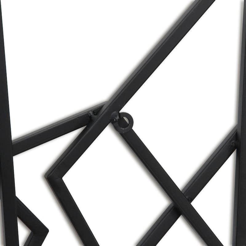 HomeRoots 24" X 48" Black Geometric Metal Abstract Hanging Dimensional Sculpture