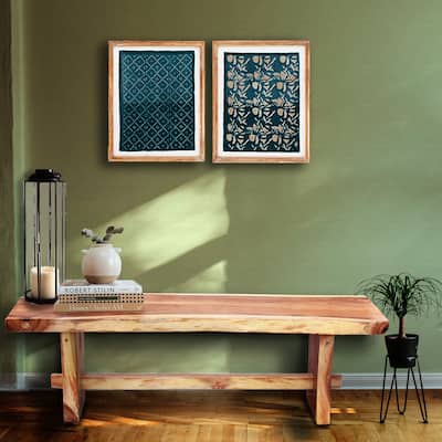 Chic Teak Suar Live Edge Slab Backless Bench approximately 69" long
