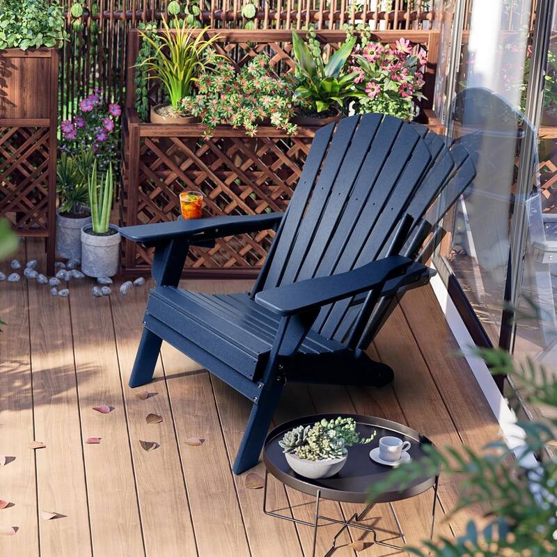 Vrakae Adjustable and Folding Adirondack Chair with Cup Holder