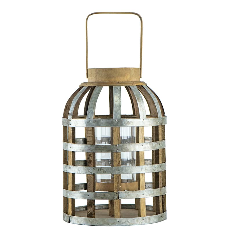 Wooden Decorative Lantern with Handle for Indoor Outdoor