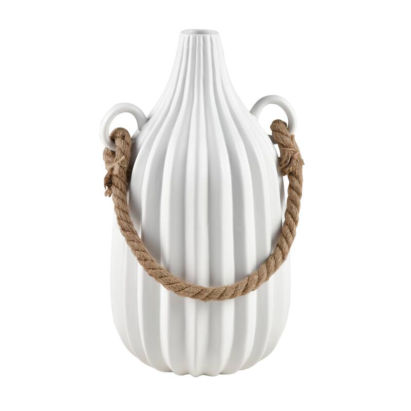 Elk Home Harding Matte White Earthenware 8.5 Inch Wide Vase