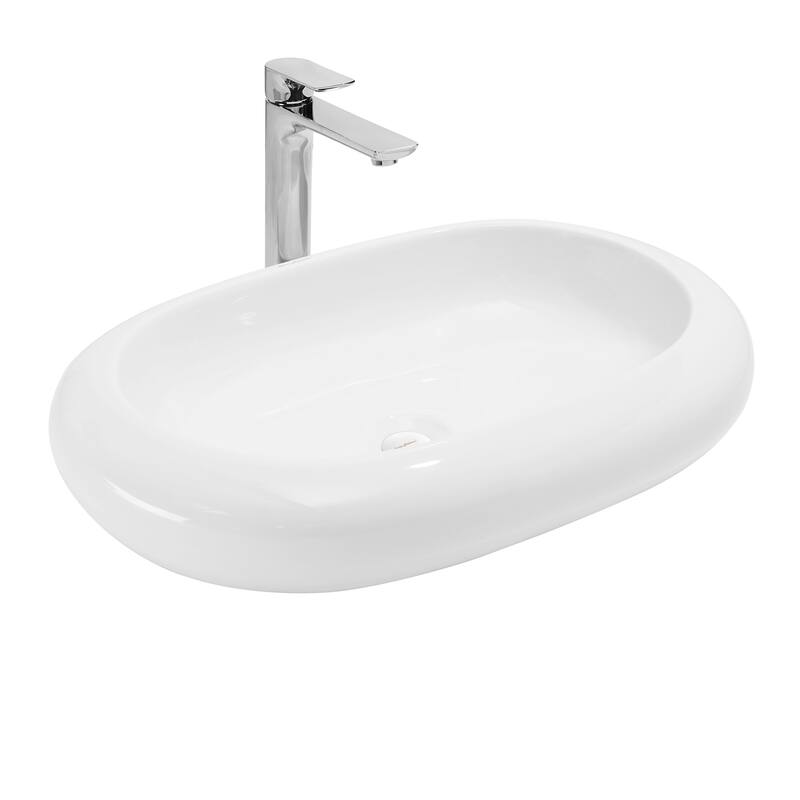 Swiss Madison Plaisir 25" Oval Vessel Ceramic Bathroom Sink - White