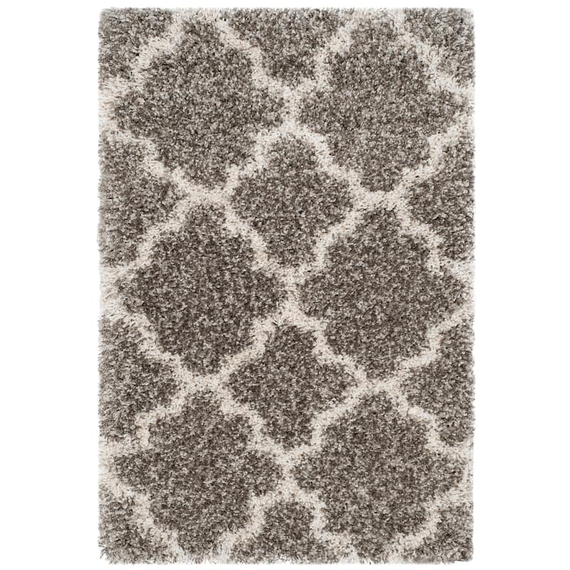 SAFAVIEH Hudson Shag Jeryl Glam Trellis 2-inch Area Rug - 2' x 3' - Grey/Ivory