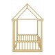 preview thumbnail 12 of 11, Natural Twin Size Pine Wood Floor Wooden Bed with House Roof Frame and Safety Guardrails