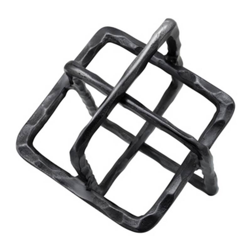10 Inch Metal Accent Decor with Square Interlinks, Gray