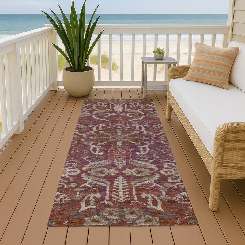 Machine Washable Indoor/ Outdoor Global Firestone Chantille Rug - Eggplant - 2'3" x 7'6"
