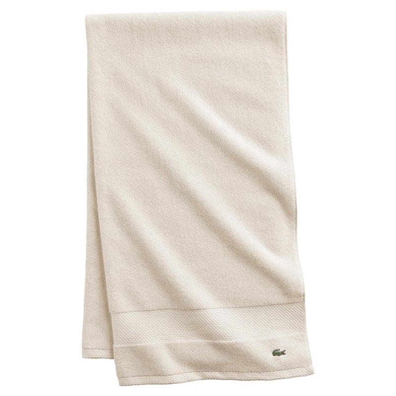 Lacoste Heritage Supima 100% Cotton Bath Towel - Chalk
