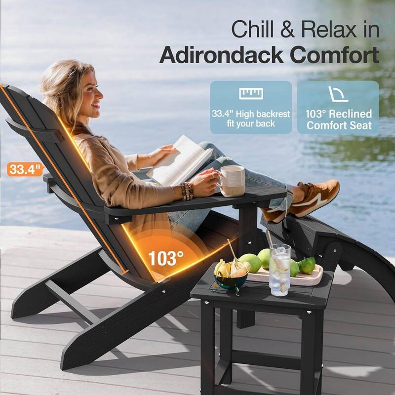 WINSOON All Weather HIPS Outdoor Plastic Adirondack Chairs Set of 2
