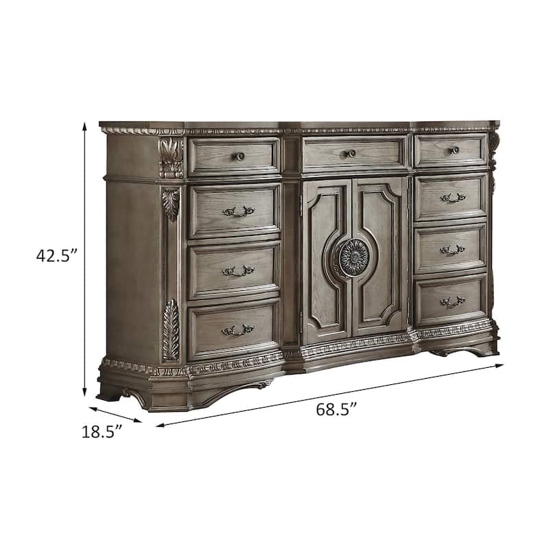 Keplinger Antique Silver 9-Drawer Dresser