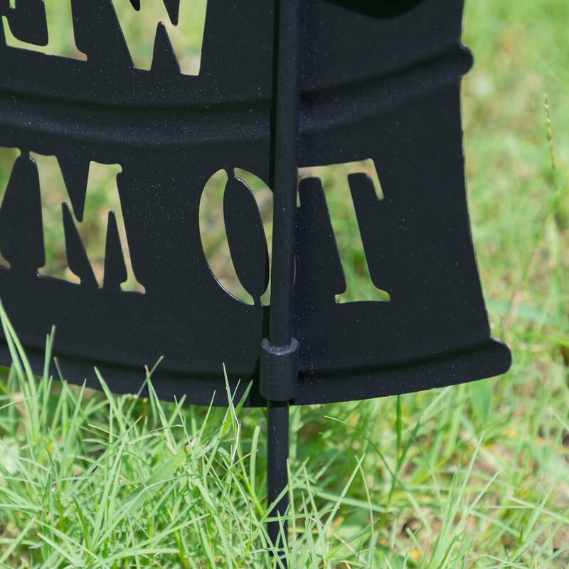 Glitzhome 30"H Multi-functional Metal Rabbit Flower Fairy Silhouette with Welcome Sign Garden Yardstake Wall Decor