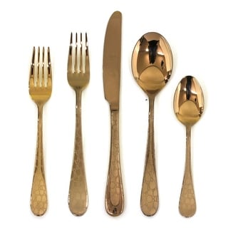 Coccodrillo Bronzo 5-piece Stainless Steel w/PVD Titanium Coating Flatware Set